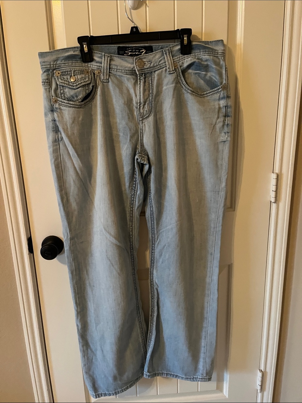 7 For All Mankind Light Blue Straight Leg Jeans
